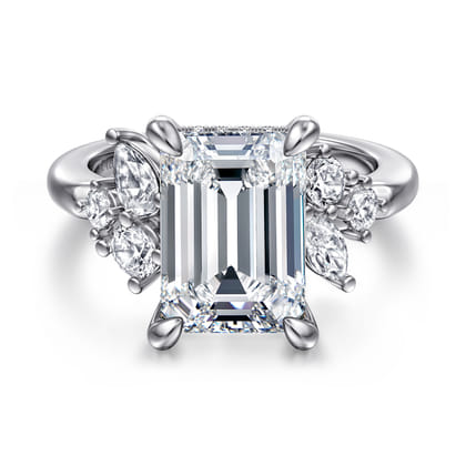 Caye - 14K White Gold Emerald Cut Diamond Engagement Ring