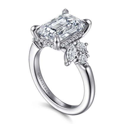 Caye - 14K White Gold Emerald Cut Diamond Engagement Ring