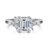 Caye - 14K White Gold Emerald Cut Diamond Engagement Ring