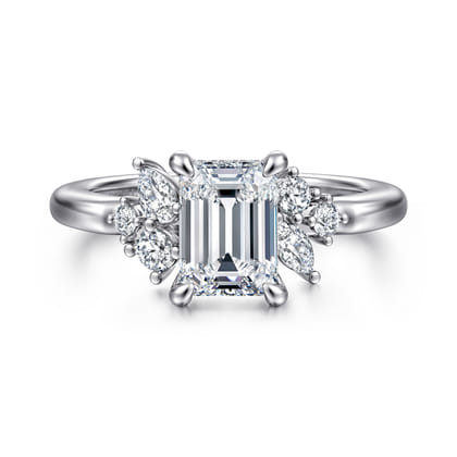 Caye - 14K White Gold Emerald Cut Diamond Engagement Ring