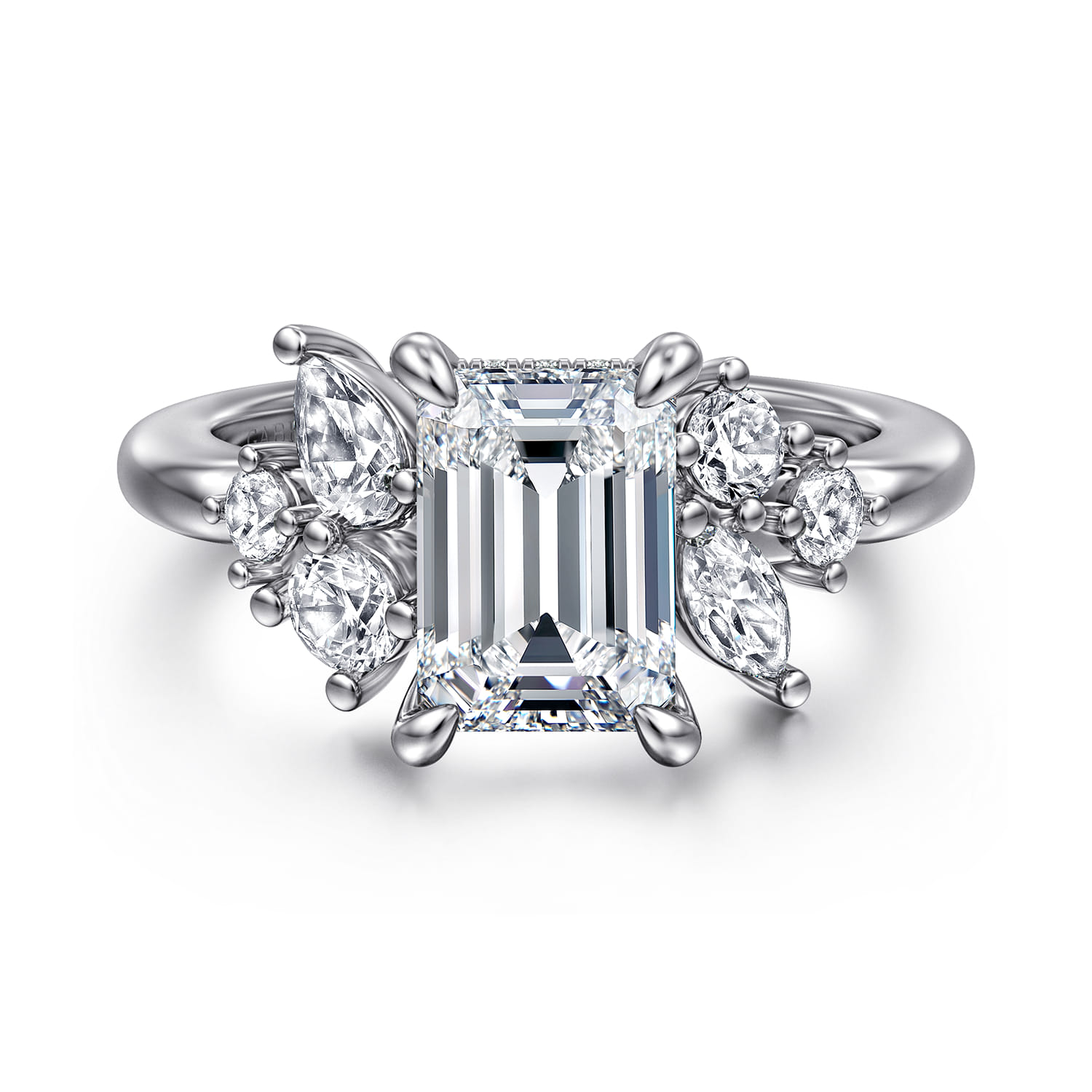 Caye - 14K White Gold Emerald Cut Diamond Engagement Ring