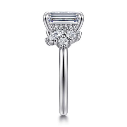 Caye - 14K White Gold Emerald Cut Diamond Engagement Ring