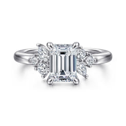 Caye - 14K White Gold Emerald Cut Diamond Engagement Ring