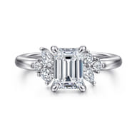 Caye - 14K White Gold Emerald Cut Diamond Engagement Ring