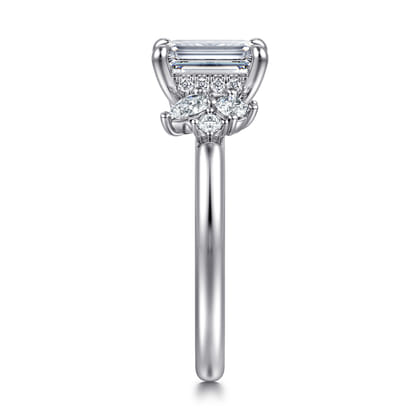 Caye - 14K White Gold Emerald Cut Diamond Engagement Ring
