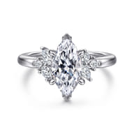 Caye - 14K White Gold Marquise Shape Diamond Engagement Ring