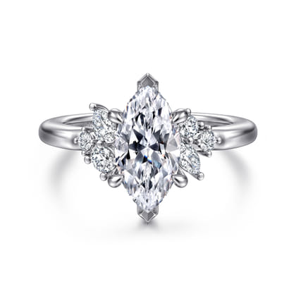 Caye - 14K White Gold Marquise Shape Diamond Engagement Ring