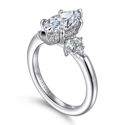 Caye - 14K White Gold Marquise Shape Diamond Engagement Ring