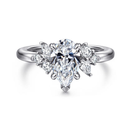 Caye - 14K White Gold Pear Shape Diamond Engagement Ring