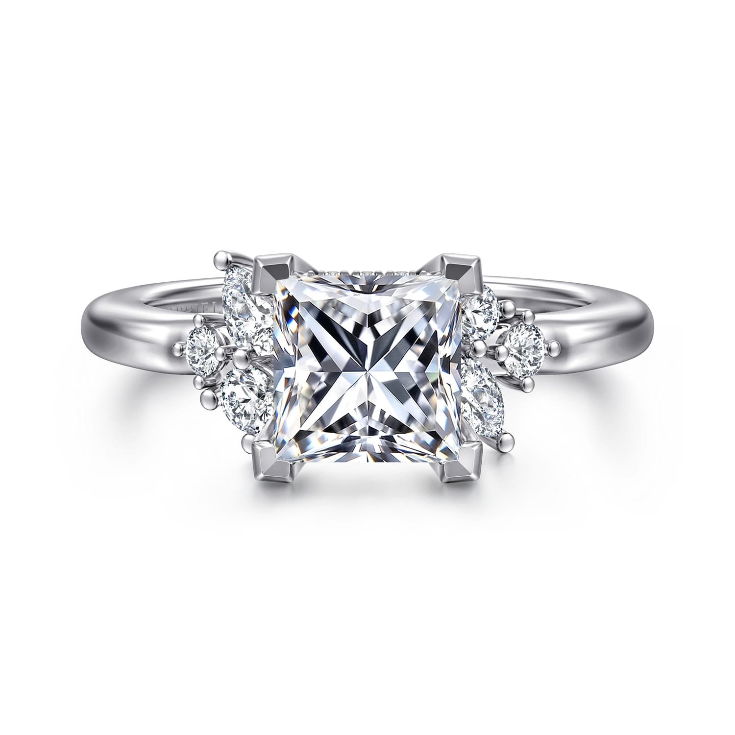 Caye - 14K White Gold Princess Cut Diamond Engagement Ring