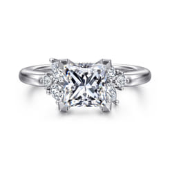 Caye - 14K White Gold Princess Cut Diamond Engagement Ring