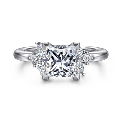 Caye - 14K White Gold Princess Cut Diamond Engagement Ring
