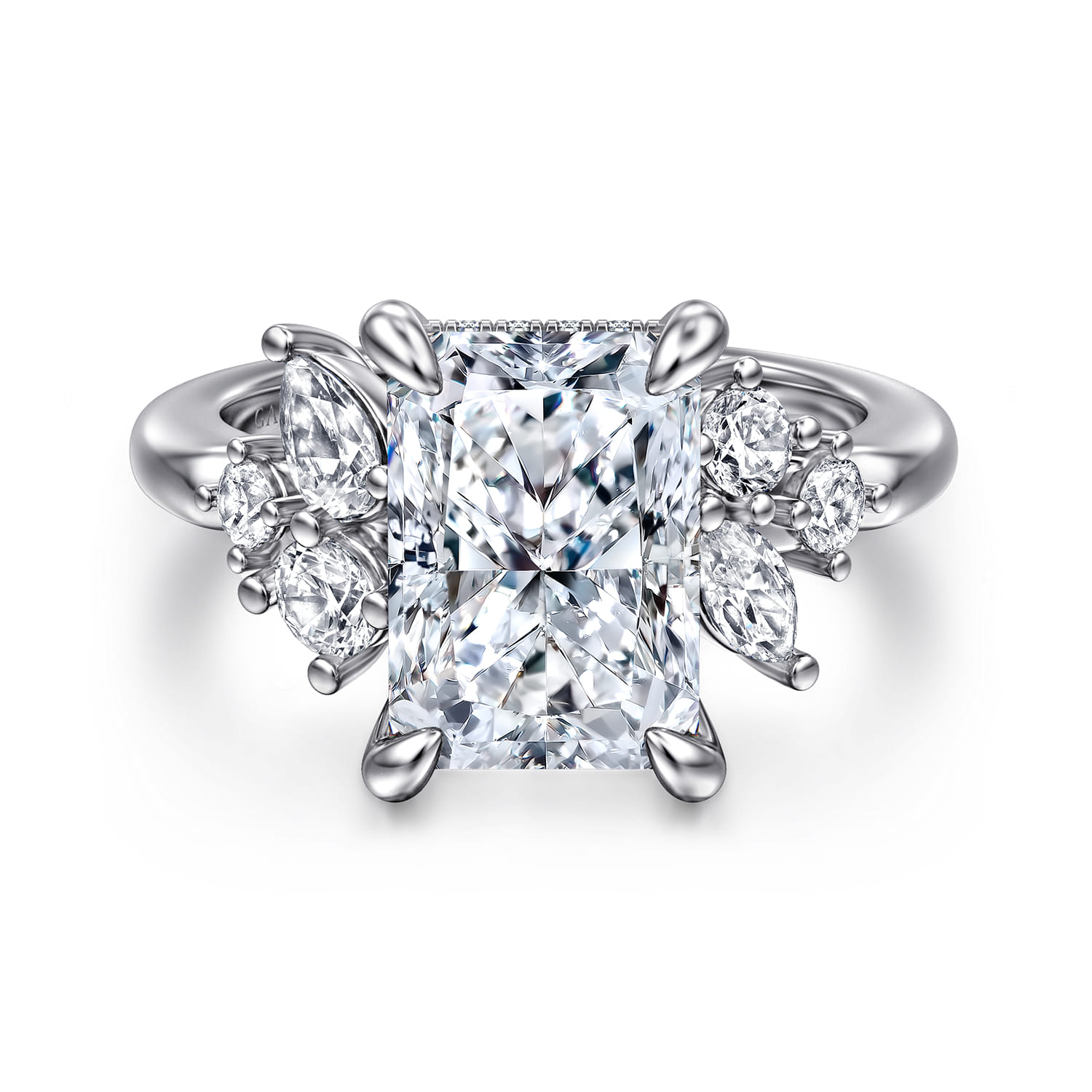 Caye - 14K White Gold Radiant Cut Diamond Engagement Ring