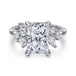 Caye - 14K White Gold Radiant Cut Diamond Engagement Ring