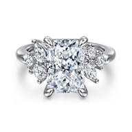 Caye - 14K White Gold Radiant Cut Diamond Engagement Ring