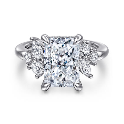 Caye - 14K White Gold Radiant Cut Diamond Engagement Ring