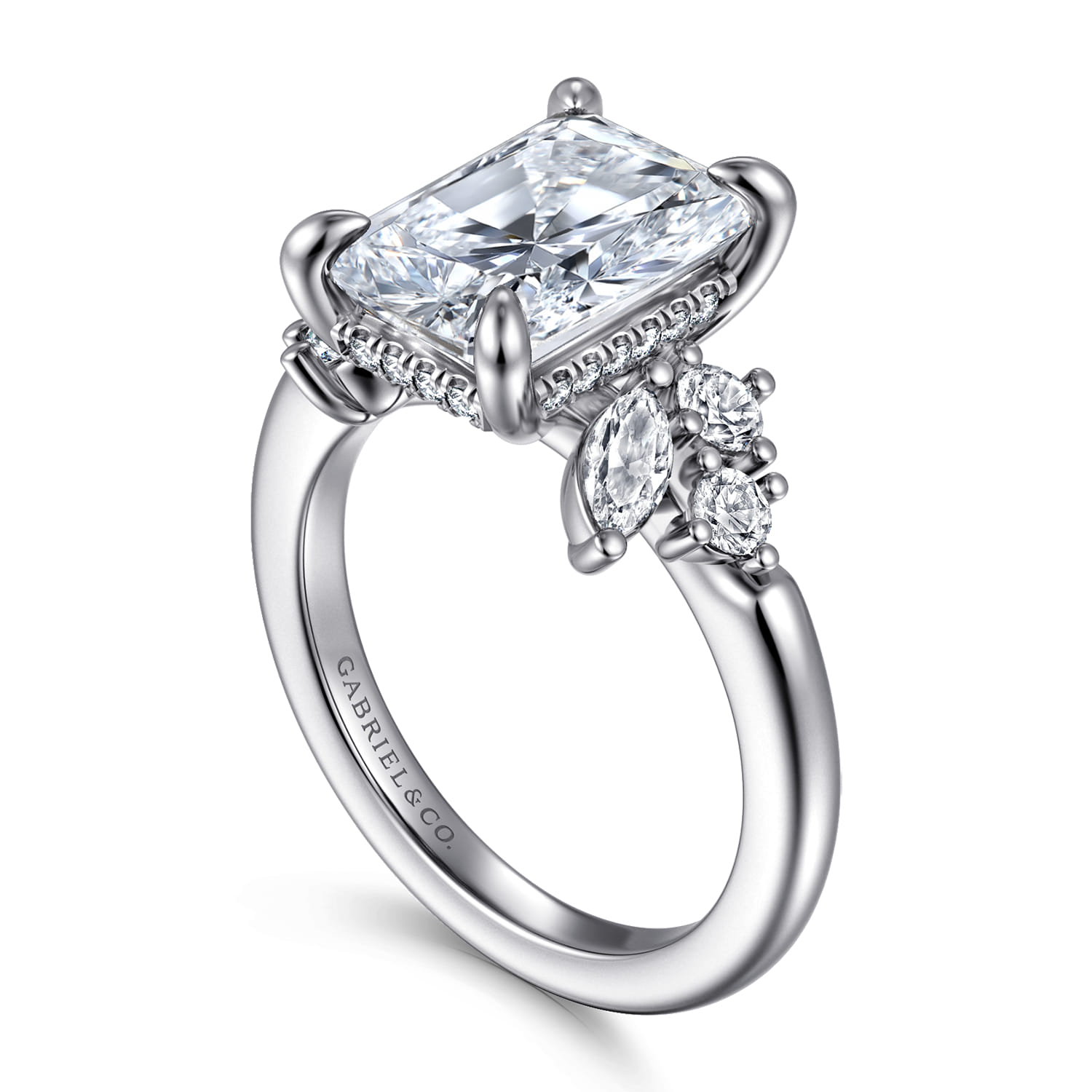 Caye - 14K White Gold Radiant Cut Diamond Engagement Ring