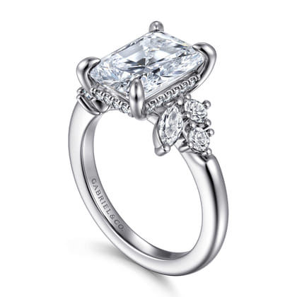 Caye - 14K White Gold Radiant Cut Diamond Engagement Ring