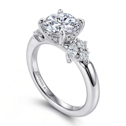 Caye - 14K White Gold Round Diamond Engagement Ring