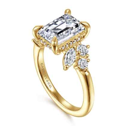 Caye - 14K Yellow Gold Emerald Cut Diamond Engagement Ring
