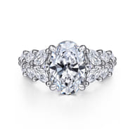 Cayte - 14K White Gold Floral Oval Diamond Engagement Ring