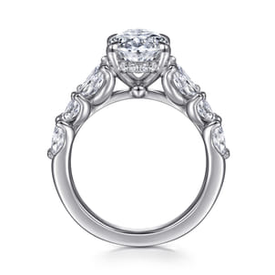 Cayte - 14K White Gold Floral Oval Diamond Engagement Ring
