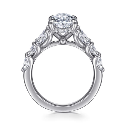 Cayte - 14K White Gold Floral Oval Diamond Engagement Ring