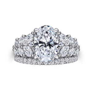 Cayte - 14K White Gold Floral Oval Diamond Engagement Ring