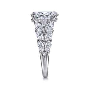 Cayte - 14K White Gold Floral Oval Diamond Engagement Ring