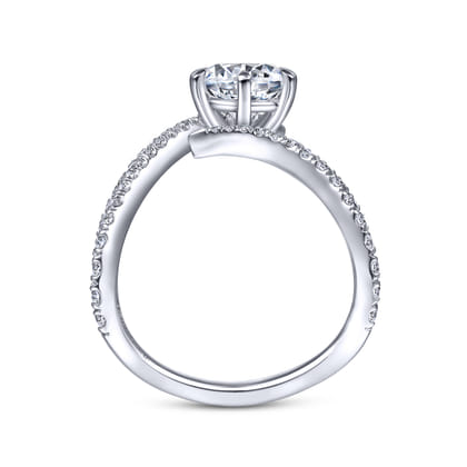 Celestial - 14K White Gold Free Form Round Diamond Engagement Ring