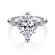 Celia - 14K White Gold 6 Prong Marquise Shape Diamond Engagement Ring