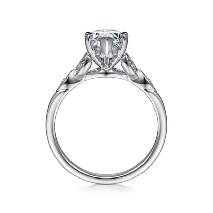 Celia - 14K White Gold 6 Prong Marquise Shape Diamond Engagement Ring