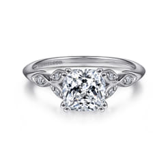 Celia - 14K White Gold Cushion Cut Diamond Engagement Ring