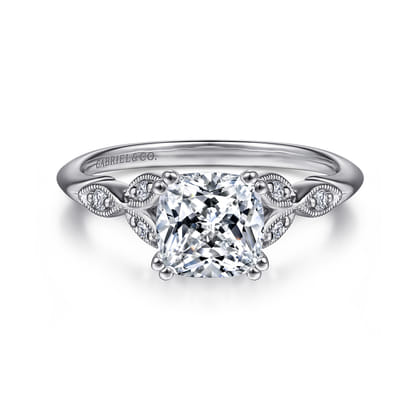 Celia - 14K White Gold Cushion Cut Diamond Engagement Ring