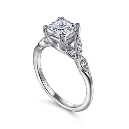 Celia - 14K White Gold Cushion Cut Diamond Engagement Ring