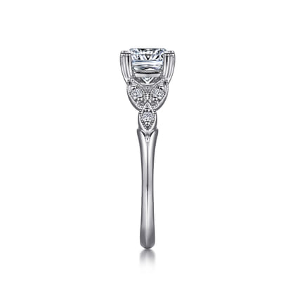Celia - 14K White Gold Cushion Cut Diamond Engagement Ring