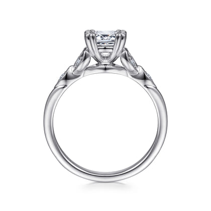 Celia - 14K White Gold Emerald Cut Diamond Engagement Ring