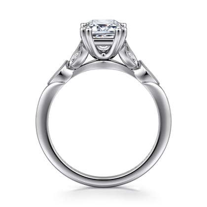 Celia - 14K White Gold Emerald Cut Diamond Engagement Ring