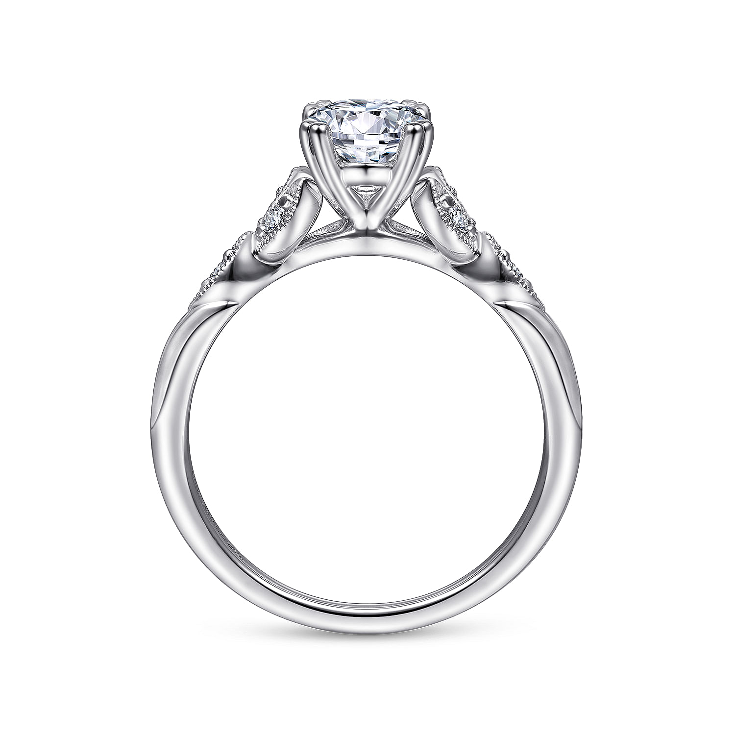 Celia - 14K White Gold Oval Diamond Engagement Ring - 0.07 ct - Shot 2