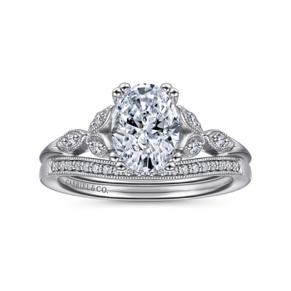 Celia - 14K White Gold Oval Diamond Engagement Ring