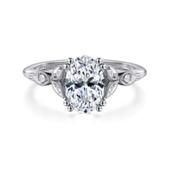 Celia - 14K White Gold Oval Diamond Engagement Ring