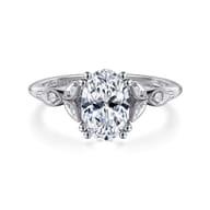 Celia - 14K White Gold Oval Diamond Engagement Ring