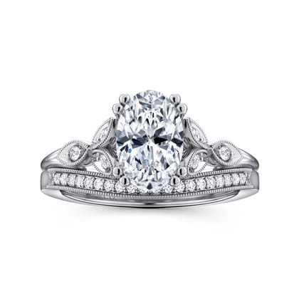 Celia - 14K White Gold Oval Diamond Engagement Ring
