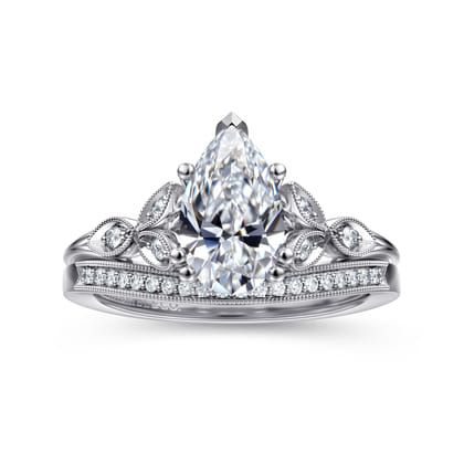 Celia - 14K White Gold Pear Shape Diamond Engagement Ring