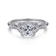 Celia - 14K White Gold Princess Cut Diamond Engagement Ring
