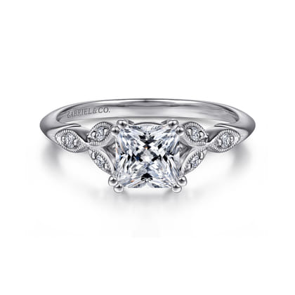 Celia - 14K White Gold Princess Cut Diamond Engagement Ring