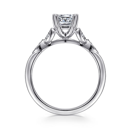 Celia - 14K White Gold Princess Cut Diamond Engagement Ring - 0.07 ct - Shot 2