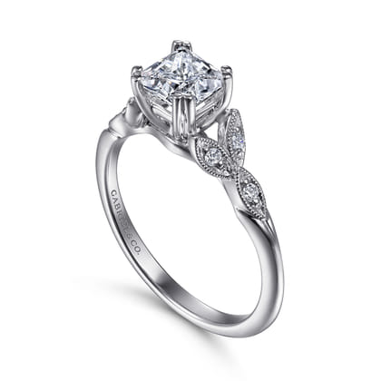 Celia - 14K White Gold Princess Cut Diamond Engagement Ring