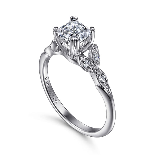 Celia - 14K White Gold Princess Cut Diamond Engagement Ring - 0.07 ct - Shot 3