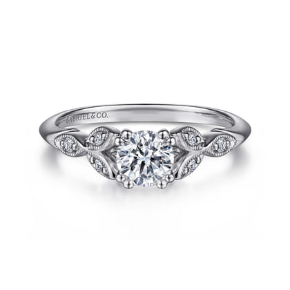 Celia - 14K White Gold Round Diamond Engagement Ring